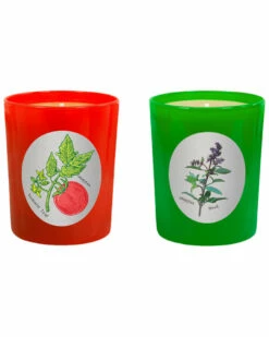 Qualitas Candles Set Of 2 Tomato Leaf & Basil Candles Home Candles & Home Fragrance