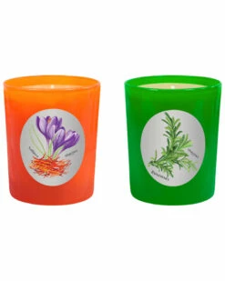 Qualitas Candles Set Of 2 Saffron & Rosemary Candles Home Candles & Home Fragrance
