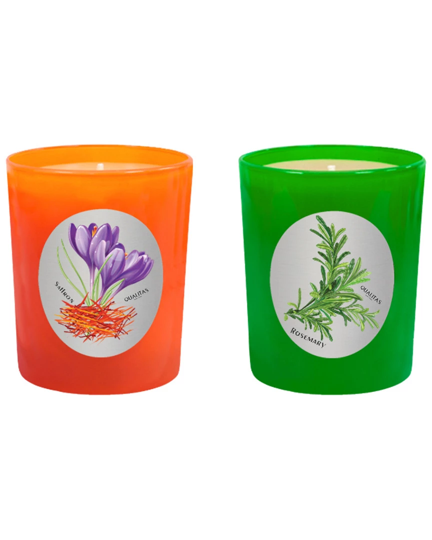 Qualitas Candles Set Of 2 Saffron & Rosemary Candles Home Candles & Home Fragrance