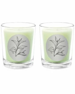 Qualitas Green Tea Two Scented Beeswax Candle Set Home Candles & Home Fragrance
