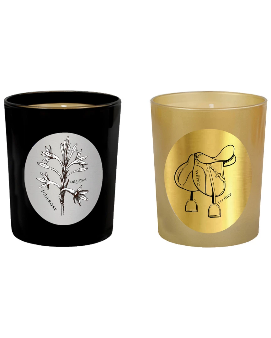 Qualitas Candles Set Of 2 Tuberose & Leather Candles Home Candles & Home Fragrance