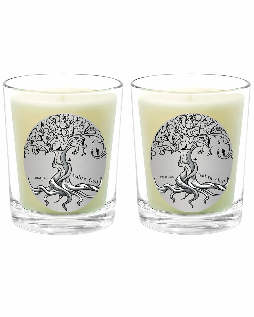 Qualitas Amber Oud Two Scented Beeswax Candle Set Home Candles & Home Fragrance