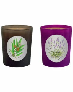 Qualitas Candles Set Of 2 Eucalyptus & Lavender Candles Home Candles & Home Fragrance