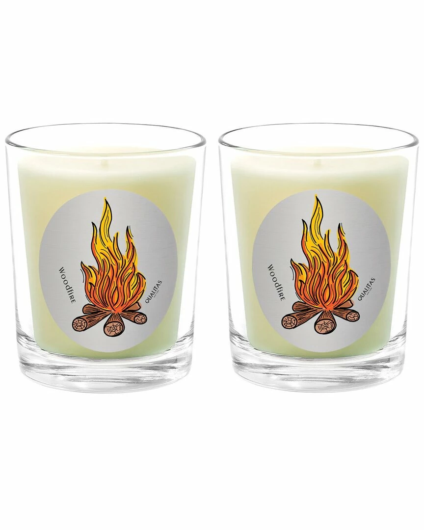 Qualitas Woodfire Two Scented Beeswax Candle Set Home Candles & Home Fragrance